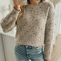Damenstrickpullover mit meliertem Strick, lässiger Stil - Elora