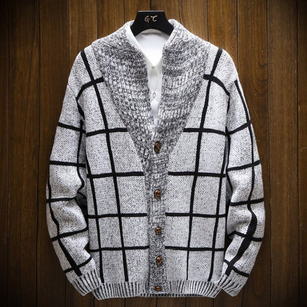 Karierte Strickjacke mit Revers - Adrien