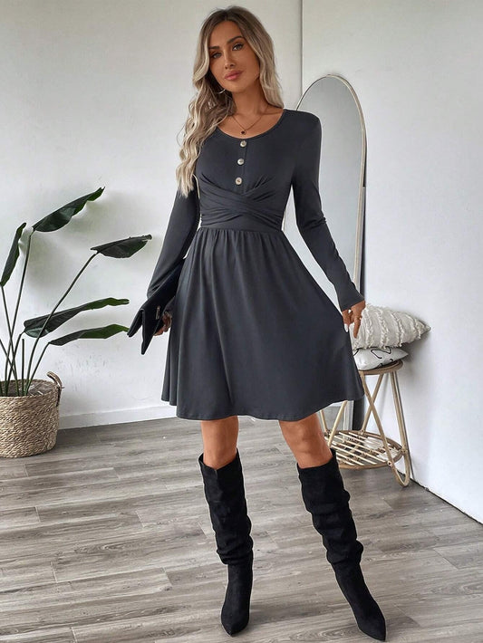 Weiches Damen-Strickkleid mit Knöpfen - Athena