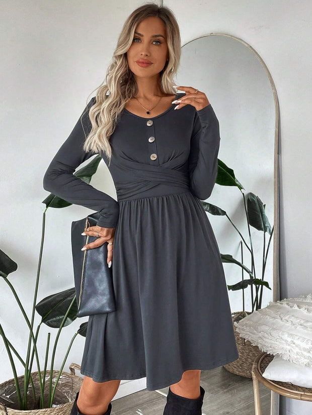 Weiches Damen-Strickkleid mit Knöpfen - Athena
