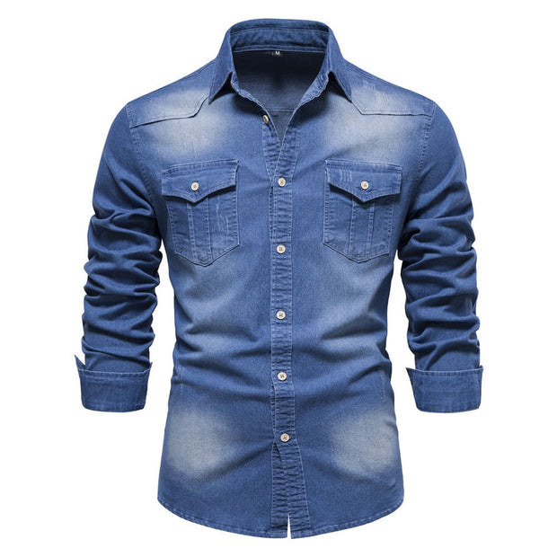 Langärmeliges Denim-Hemd für Männer - Derek