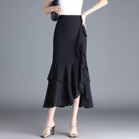 Damen-Midirock aus Chiffon mit Tiermotiv und Rüschen - Renata