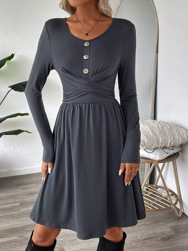 Weiches Damen-Strickkleid mit Knöpfen - Athena
