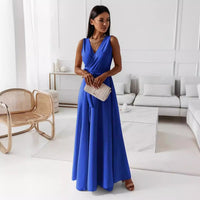 Langes ärmelloses ärmelloses Frauenkleid mit Kreuzausschnitt - Larissa