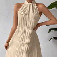 Damen Kleid mit plissiertem Halsausschnitt und Gürtel - Eléa