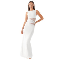 Ärmelloses langes Kleid mit transparenter Spitze - Leontina