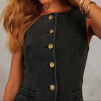 Ärmelloses Denim-Set für Damen mit schmaler Passform - Nadine