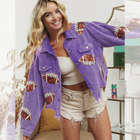 Damenjacke aus Cord mit Paillettenstickerei im urbanen Stil - Brielle