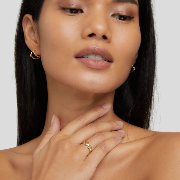 Damenkette Nativität Modernes Offenes Gliederketten Design Goldbeschichtung Minimalistischer Stil Vielseitig Tragbar