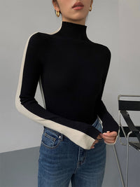 Langärmeliger Strickpullover mit hohem Kragen – Maren
