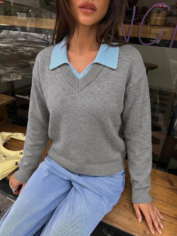 Strickpullover mit Hemdkragen für Damen – Tilda