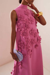 Lena - Langes rosa Kleid mit Blumen