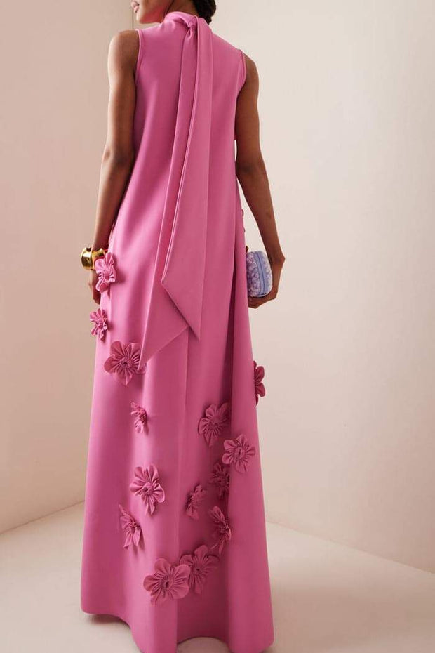 Lena - Langes rosa Kleid mit Blumen