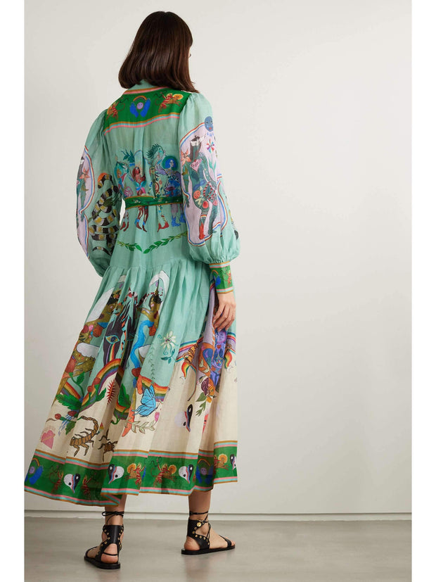 Eva - Bedrucktes Maxi-Hemdkleid mit Gürtel