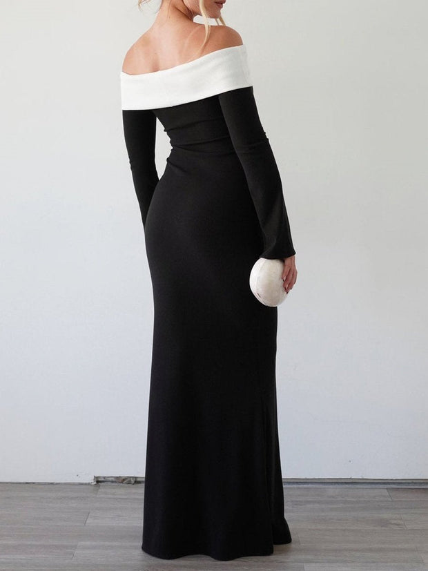 Sahan - Schulterfreies Kontrast-Hüftkleid