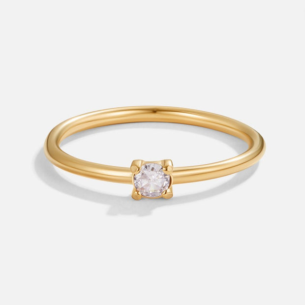 Damenring Aus Gold Mit Geburtsstein Juni Perle Minimalistisches Design Vierfachfassung Isabel