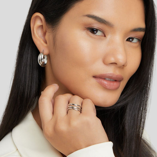 Silberring Für Damen Guadalupe Modernes Fließendes Mehrlagiges Offenes Design Für Alltag Und Besondere Anlässe
