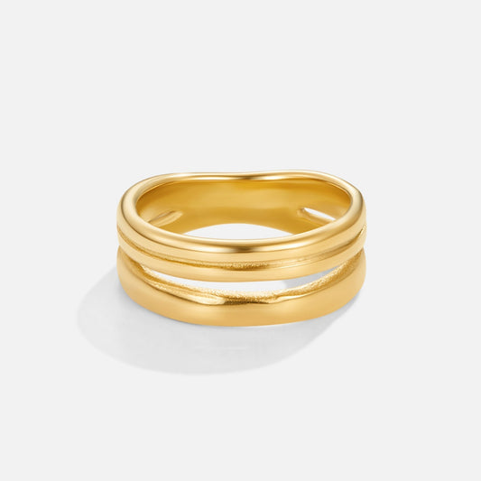 Goldring Für Damen Wanda Moderner Schmuck Aus Gold Mit Überlagertem Schichtdesign Und Minimalistischem Stil