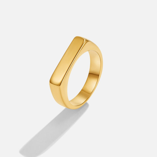 Damenring Hermínia Minimalistischer Goldbeschichteter Rechteckring Für Den Alltag Und Stil