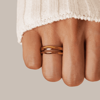Damenring Mit Veredeltem Edelstahl Und Goldbeschichtung Wellenförmiges Robustes Design Fernanda