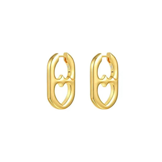 Herzförmige Ohrringe aus Edelstahl mit Minimalistischem Design und Goldfarbenem Finish