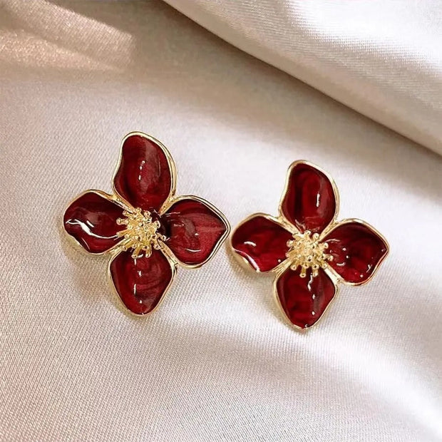Verónica Emaille Blumen Ohrringe Eleganter Stil Florales Design Schmuck Accessoire