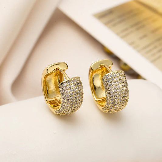 Kleine Glänzende Creolen Federica Mit Zirkonien Steinen Eleganter Minimalistischer Ohrschmuck