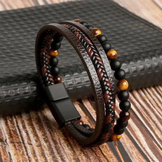 Elite Vintage Luxuslederarmband Aus Echtem Leder Stilvolles Herrenarmband Vielseitiges Schmuckstück Für Alltagsoutfits