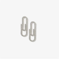 Strahlende Geometrische Hoop Ohrringe Mit Zwei Verbundene Ovalen Ringe Kristalle Goldene Struktur Ludovica