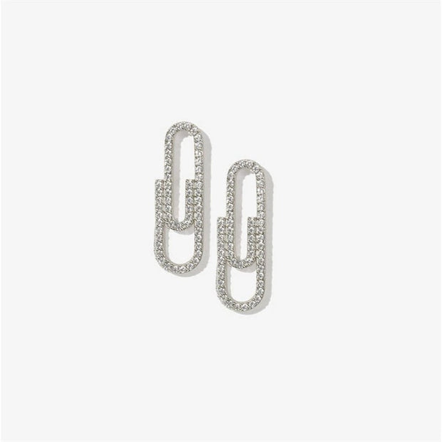 Strahlende Geometrische Hoop Ohrringe Mit Zwei Verbundene Ovalen Ringe Kristalle Goldene Struktur Ludovica