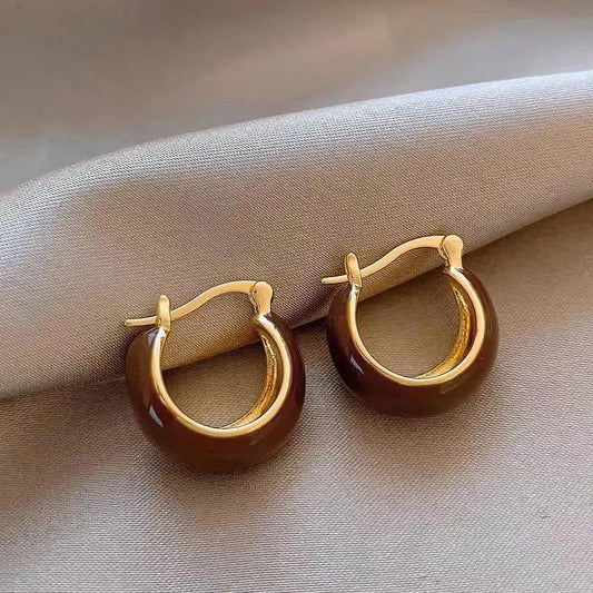 Ohrringe Schokoladenfarbton Argole Carlotta Elegantes Rundes Design Mit Goldakzenten Vielseitig Für Casual Und Looks