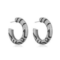 Ohrringe Kaia Sternstreifen Muster Mit Sternen Zirkonien Funkelnd Gold Schwarz Elegant Modern Schmuck