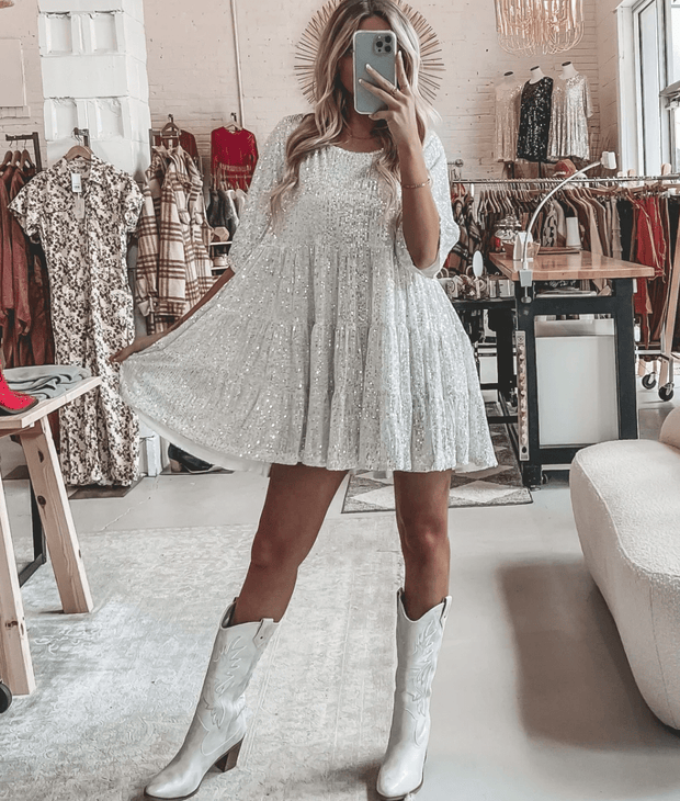 Melia - Stylisches Schlankmachendes Pailetten Kleid
