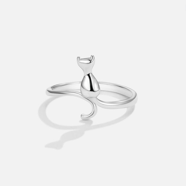Silberring Für Damen Lucia Mit Zartem Katzenmotiv Moderner Hochwertiger Silberschmuck