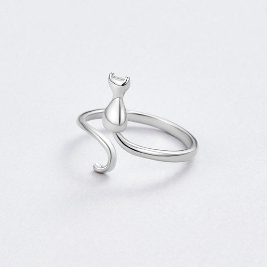 Silberring Für Damen Lucia Mit Zartem Katzenmotiv Moderner Hochwertiger Silberschmuck