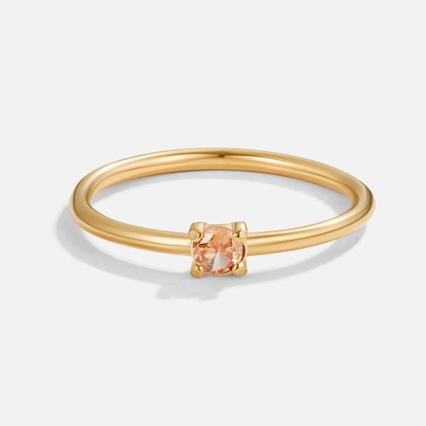 Damenring Mit Geburtsstein November Aus Gold Bernsteinfarbener Stein Modernes Minimal Design - Elisa