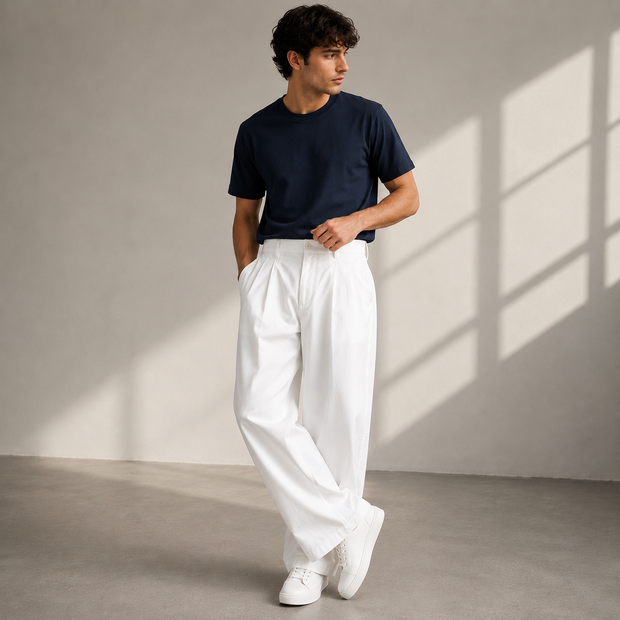 Herrenhose mit weitem Bein und Bundfalten – Jonathan