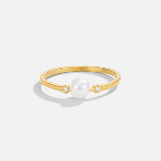Ring Für Damen Mit Süßwasserperle Und Zwei Kristalle Feiner Goldüberzug Elegant Und Zeitlos Von Fabiana
