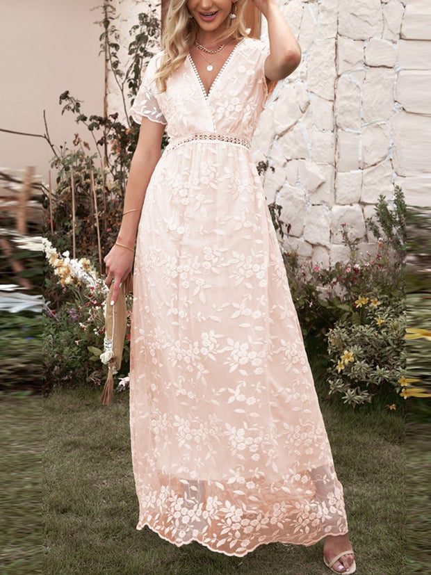 Lora - Elegantes weißes Maxikleid aus Spitze
