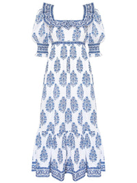 Balina - Blaues bedrucktes Sommerkleid