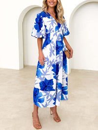 Kara - Elegantes Maxikleid mit Puffärmeln und Blumenmuster in A-Linie
