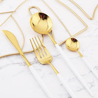 Modernes Besteckset Weiß-Gold – 24-teilig