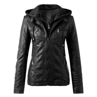 Moderne Lederjacke mit Kapuze