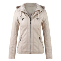 Moderne Lederjacke mit Kapuze