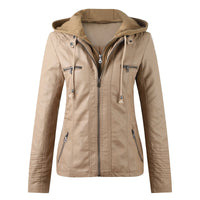 Moderne Lederjacke mit Kapuze