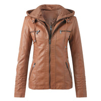 Moderne Lederjacke mit Kapuze