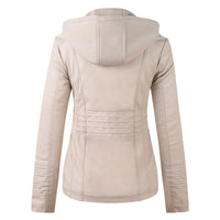 Moderne Lederjacke mit Kapuze