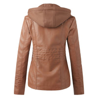 Moderne Lederjacke mit Kapuze