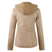 Moderne Lederjacke mit Kapuze