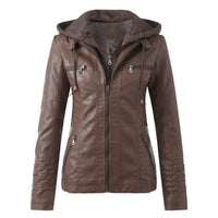 Moderne Lederjacke mit Kapuze